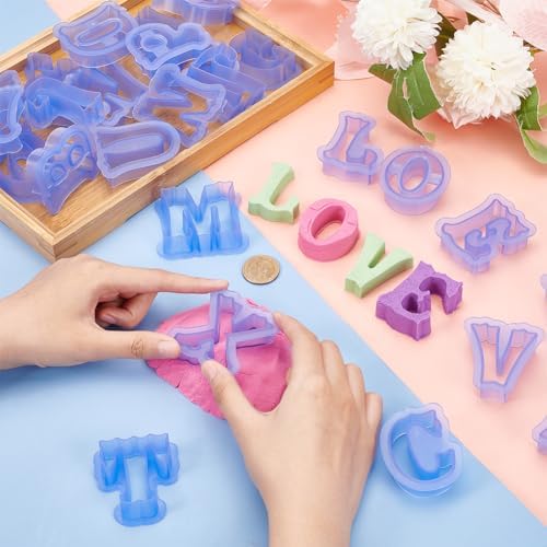 Fancy Alphabet Letter Cookie Cutters Blue Plastic Baking Tools for DIY