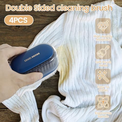 4-Piece Vegetable Brush Set for Kitchen Cleaning with Soft Hard Bristles