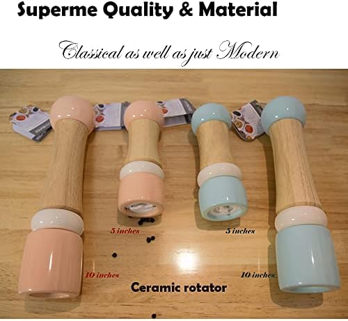 Peach Slice Manual Salt Pepper Grinder Set - 10 Wooden Salt Pepper Mill Set