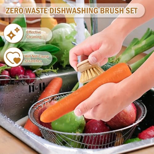 Eco-Friendly 6Pcs Bamboo Dish Brush Set
