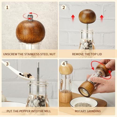 SHIKORI Oaken and Acrylic Salt Pepper Grinder Set