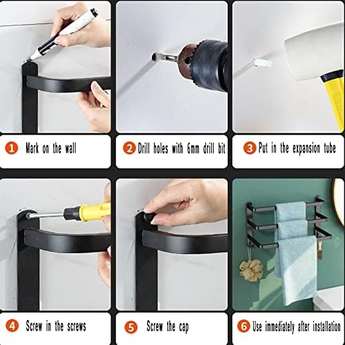 3-Tier Aluminum Wall Towel Rack Matte Black