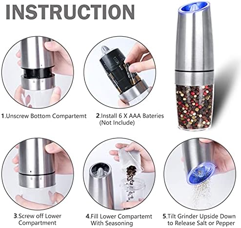 Adjustable Electric Salt and Pepper grinder with LED light