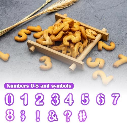 Juxiamal Alphabet Cookie Cutters Set Purple Plastic 40PCS Letters Numbers