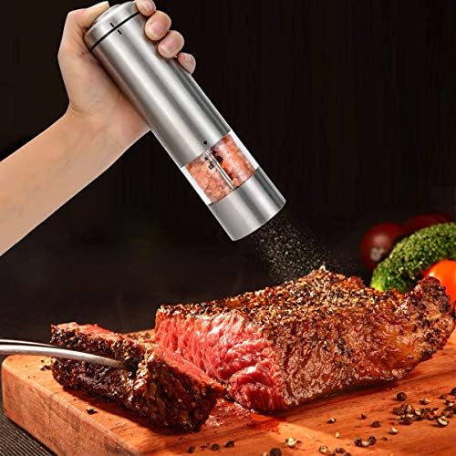 Electric Salt Pepper Mill Set - Battery Operated with LED Light