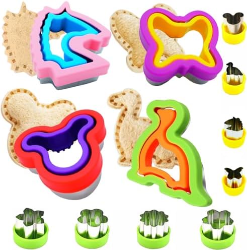 Uncrustables Maker 12pcs Sandwich Cutter and Sealer Set Dino Mickey