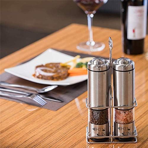 Electric Salt Pepper Mill Set - Battery Operated with LED Light