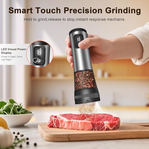 Flelano Electric Salt Pepper Grinder Set with 2-Speed and USB Charging