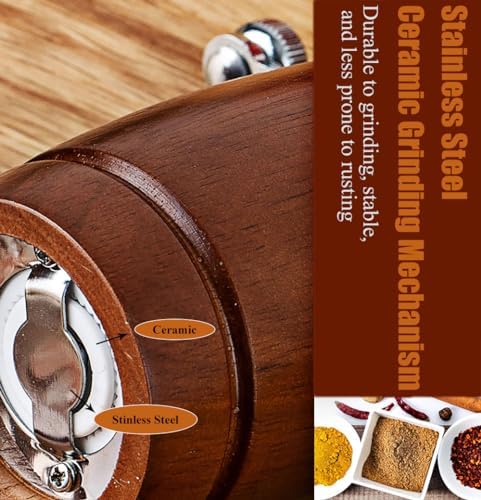 Adjustable Wooden Salt Pepper Mill Set
