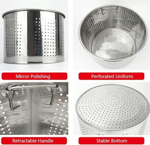 SS Strain Basket Stainless Steel Boil Pot Strainer Silver Durable Kitchen Tool