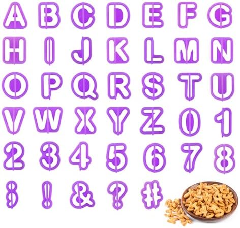 Juxiamal Alphabet Cookie Cutters Set Purple Plastic 40PCS Letters Numbers