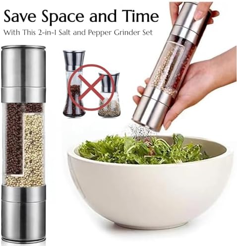 KinteGood 2-in-1 Stainless Steel Salt and Pepper Grinder Set Refillableerase-0