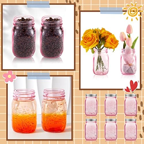 Perfectly PINK 12-Piece Mason Jar Set for Kitchen Craft DIY
