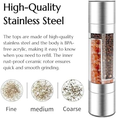KinteGood 2-in-1 Stainless Steel Salt and Pepper Grinder Set Refillableerase-0