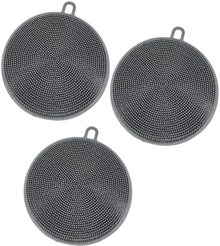 AMORBASE Soft Bristles Dish Scrubber 3-Silicone Sponge Dark Gray
