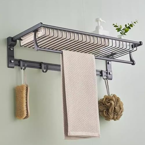 Aluminum Nordic Towel Rack with Mesh Basket Wall-Mounted
