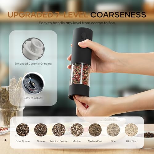 Ergonomic Salt Pepper Grinder Set with LED Lighting