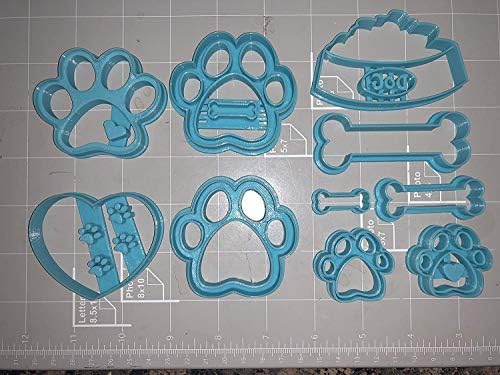 Precise 10-Piece Dog Bone and Paw Cookie Cutter Set