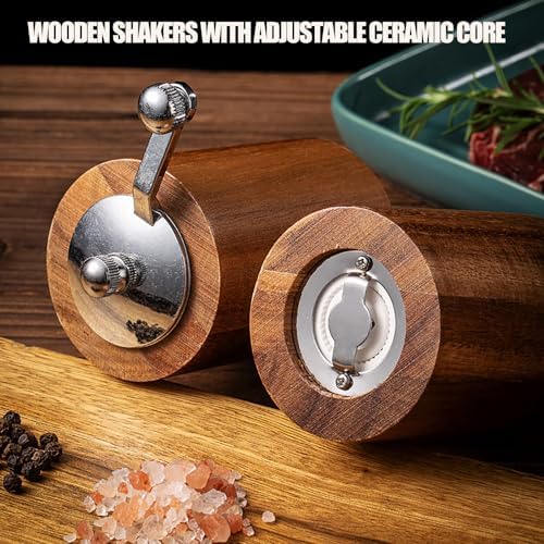 HMTRADE Acacia Wood Salt and Pepper Grinder Deluxe Set