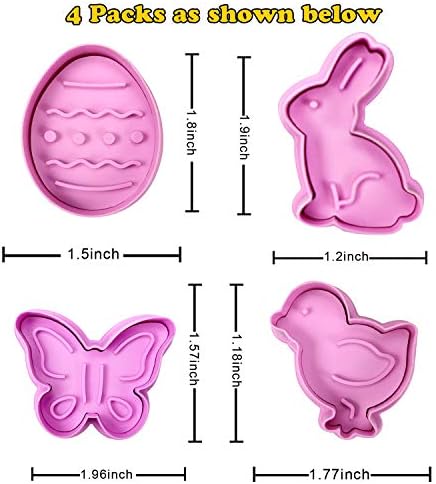 PARTYWIND Mini 3D Easter Cookie Cutters Set 4 PCS
