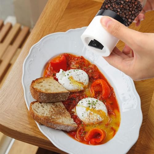 Refillable Salt Pepper Grinder Set for 4 White Black