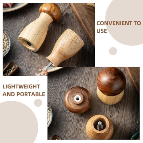 Luxshiny Mushroom Salt and Pepper Mill Set Acacia Wood