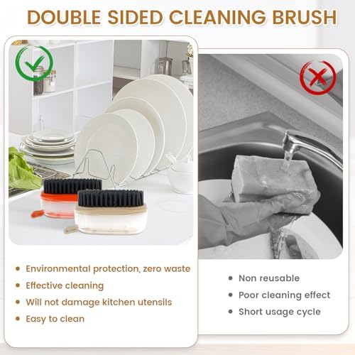 4-Piece Vegetable Brush Set for Kitchen Cleaning with Soft Hard Bristles