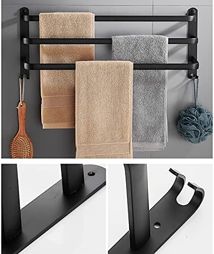 LUCEAE 3-Tier Wall Mount Towel Holder Matte Black Rustproof 40Cm