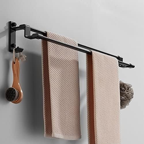 Elegant Space-Saving Towel Holder Black Aluminum Towel Rail with 30cm Stackable Design