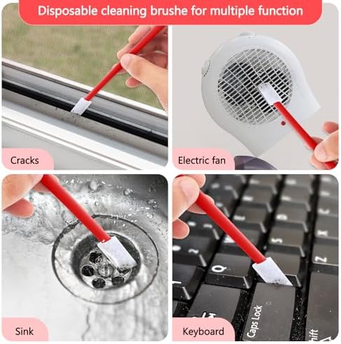 40-Piece Disposable Crevice Cleaning Brush Set Red Effortless Waste Reduction