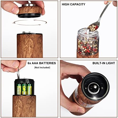 Electric Salt and Pepper Grinder Set with LED Light