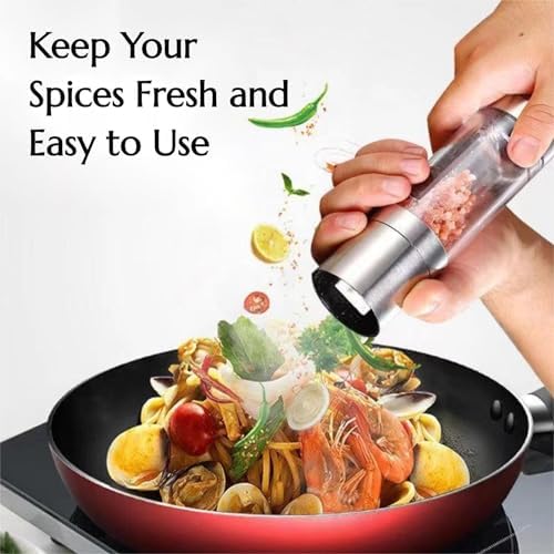 KinteGood 2-in-1 Stainless Steel Salt and Pepper Grinder Set Refillableerase-0