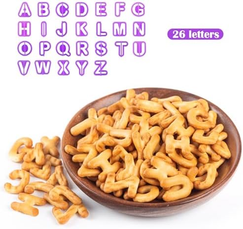 Juxiamal Alphabet Cookie Cutters Set Purple Plastic 40PCS Letters Numbers