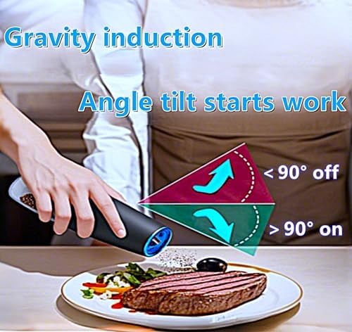 Gravity Electric Salt Pepper Mill One-Hand Operatedprecise grinding Black