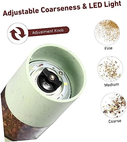 BRIGHTFUFU Electric Salt and Pepper Mill Set with Twist Control and LED Light