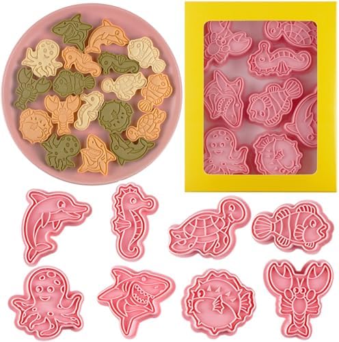 8 Pcs Ocean Cookie Cutters Set Baking Molds