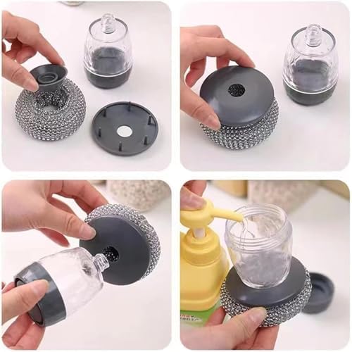 Compact_efficient soap dispenser for kitchen cleaning tools