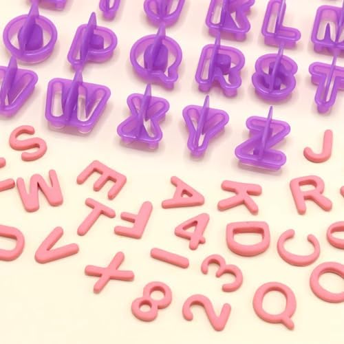 Juxiamal Alphabet Cookie Cutters Set Purple Plastic 40PCS Letters Numbers