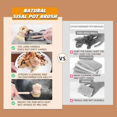 SHINCULSUN Natural Beechwood Dish Brush with Handle