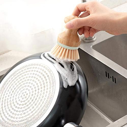 3-Piece Bamboo Round Kitchen Cleaning Set with Palm Handles