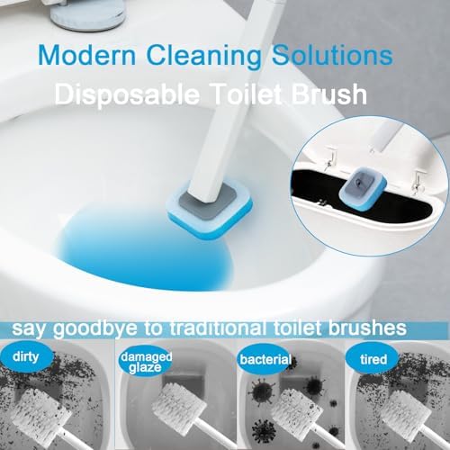Ryhiac Disposable Toilet Brush with 18 Pads for Deep Cleaning