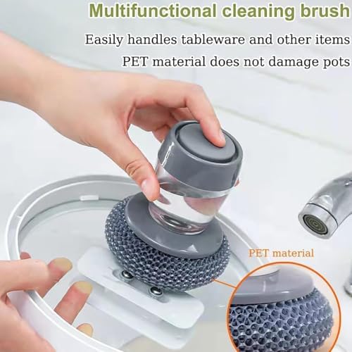 Kitchen Soap Dispensing Palm Brush with 2 Pcs