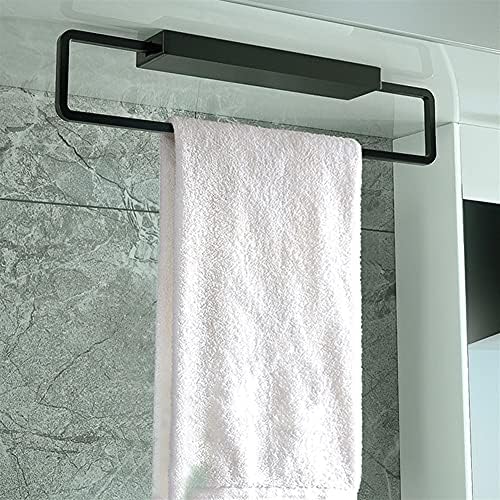 Black Aluminum Towel Rail for Bathroom Wall-Mounted Organizer with 6Hooks