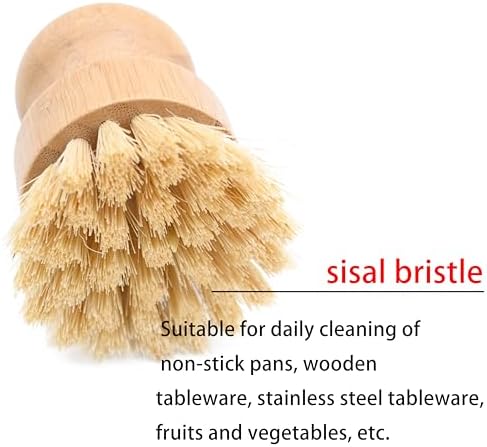 Bamboo Dish Brush Set with Hook for Cleaning Dishes and Vegetables
