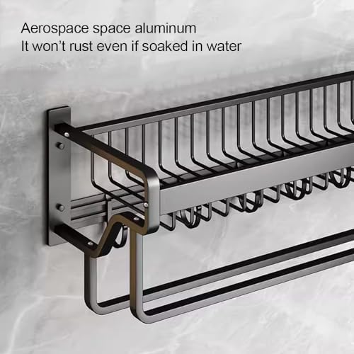 Premium Towel Bar Holder - Gray Wall-Mounted Towel Rack