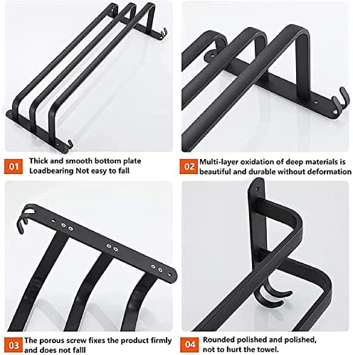 LUCEAE 3 Tier Towel Rack Wall Mount Black 30Cm