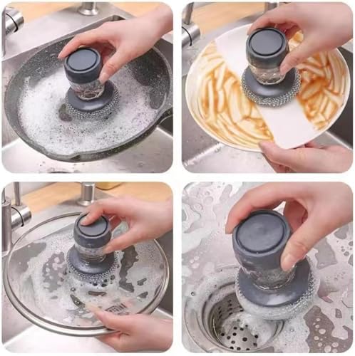Kitchen Soap Dispensing Palm Brush with Built-In Soap 1PC PET Material