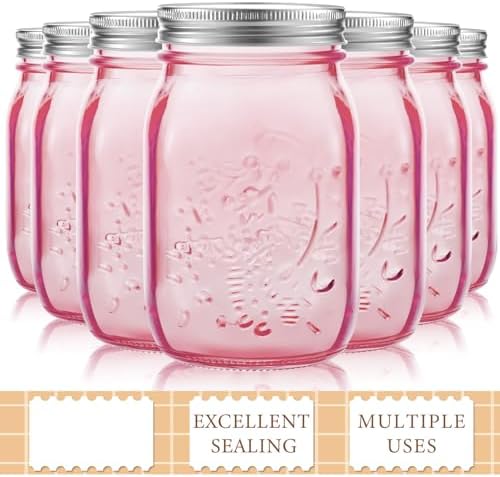 Perfectly PINK 12-Piece Mason Jar Set for Kitchen Craft DIY