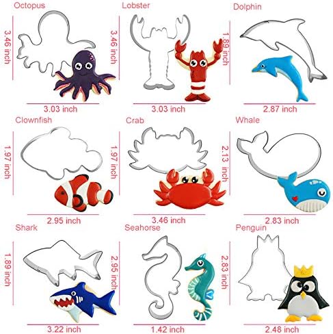 Sturdy Animal Cookie Cutter Set - Ocean Animal Baking Tools for DIY