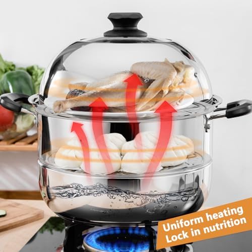 AIZYR 3-Tier Stainless Steel Steamer Pot Boil Cook and Simmer
